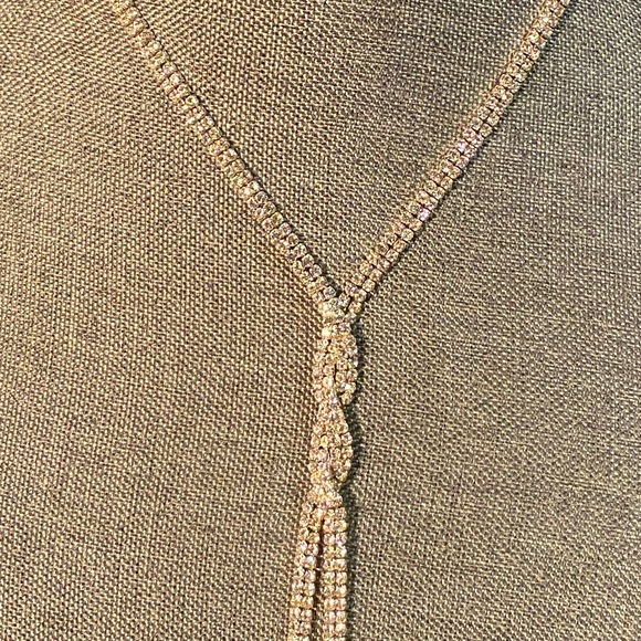 JEWELRY SALE Elegant silver rhinestone necklace twisted bolo tie design,ABS - Picture 4 of 15